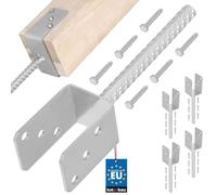 KOTARBAU® 4 pcs Support Poteau à Sceller - Acier Galvanisé - 61 mm - Argent - Pied de Poteau Bois - avec Ancrage Béton - Embase Robuste pour Clôture Jardin Terrasse