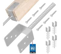 KOTARBAU® 4 pcs Support Poteau à Sceller - Acier Galvanisé - 71 mm - Argent - Pied de Poteau Bois - avec Ancrage Béton - Embase Robuste pour Clôture Jardin Terrasse