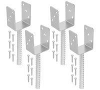 KOTARBAU® 4 pcs Support Poteau à Sceller - Acier Galvanisé - 81 mm - Argent - Pied de Poteau Bois - avec Ancrage Béton - Embase Robuste pour Clôture Jardin Terrasse