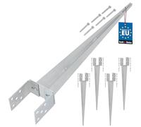 KOTARBAU® 4 Pièces Support de Poteau Réglable - 0-120 mm - Acier Galvanisé - 70 cm - Argent - Support Poteau a Enfoncer - Ancrage Balancoire - Ancre a Enfoncer - pour Poteaux Bois