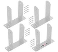 KOTARBAU® 4 Pièces Support Poteau Bois - à Visser - TT - Acier Galvanisé - 120 mm - Argent - Pied de Poteau - Fixation Robuste - Embase
