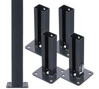 KOTARBAU® 4 Pièces Support Poteau - pour Clôture - à Visser - Pied de Poteau - Acier Revêtu par Poudre - 60 x 40 mm - Graphite - Fixation Robuste