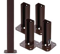 KOTARBAU® 4 Pièces Support Poteau - pour Clôture - à Visser - Pied de Poteau - Acier Revêtu par Poudre - 60 x 40 mm - Marron - Fixation Robuste