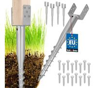 Kotarbau 4 pièces Supports de poteau en U à visser 120x720mm en acier galvanisé Douille d'encastrement Douille de sol Socle de poteau Boulon en U Cheville de terre Pieu de mise à la terre Cheville
