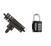 KOTARBAU 5907465920094 Verrou à Boulon Noir 270 mm & GRIFEMA GA1001-1, Cadenas Code 4 Chiffres - Cadenas de Sécurité Résistant Aux Intempéries