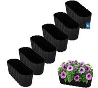 KOTARBAU® 6 pcs Jardinière Exterieur - Plastique - 40 x 13 x 13 cm - Anthracite - Pot De Fleur Exterieur - Jardiniere Balcon - Rustique - Rectangulaire - Grand Cache-Pot