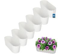 KOTARBAU® 6 pcs Jardinière Exterieur - Plastique - 40 x 13 x 13 cm - Blanc - Pot De Fleur Exterieur - Jardiniere Balcon - Rustique - Rectangulaire - Grand Cache-Pot