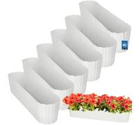 KOTARBAU® 6 pcs Jardinière Exterieur - Plastique - 60 x 14 x 13cm - Blanc - Pot De Fleur Exterieur - Jardiniere Balcon - Rustique - Rectangulaire - Grand Cache-Pot