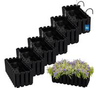 KOTARBAU® 6 pcs Pot de Fleur Jardiniere de Balcon Plastique 38 x 18 x 16 cm Anthracite Jardinieres Exterieur Système D'Arrosage Jardinière Suspendue