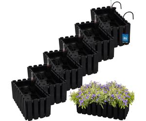 KOTARBAU® 6 pcs Pot de Fleur Jardiniere de Balcon Plastique 38 x 18 x 16 cm Anthracite Jardinieres Exterieur Système D'Arrosage Jardinière Suspendue