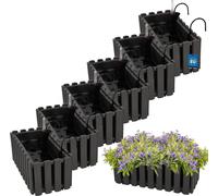 KOTARBAU® 6 pcs Pot de Fleur Jardiniere de Balcon Plastique 38 x 18 x 16 cm Gris Jardinieres Exterieur Système D'Arrosage Jardinière Suspendue