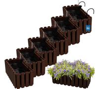 KOTARBAU® 6 pcs Pot de Fleur Jardiniere de Balcon Plastique 38 x 18 x 16 cm Marron Jardinieres Exterieur Système D'Arrosage Jardinière Suspendue