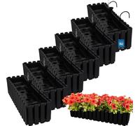 KOTARBAU® 6 pcs Pot de Fleur Jardiniere de Balcon Plastique 58 x 18 x 16 cm Anthracite Jardinieres Exterieur Système D'Arrosage Jardinière Suspendue