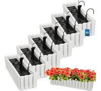 KOTARBAU® 6 pcs Pot de Fleur Jardiniere de Balcon Plastique 58 x 18 x 16 cm Blanc Jardinieres Exterieur Système D'Arrosage Jardinière Suspendue