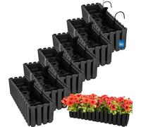 KOTARBAU® 6 pcs Pot de Fleur Jardiniere de Balcon Plastique 58 x 18 x 16 cm Gris Jardinieres Exterieur Système D'Arrosage Jardinière Suspendue