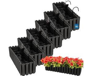 KOTARBAU® 6 pcs Pot de Fleur Jardiniere de Balcon Plastique 58 x 18 x 16 cm Gris Jardinieres Exterieur Système D'Arrosage Jardinière Suspendue