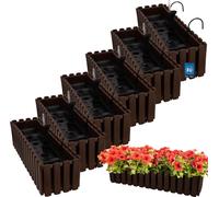 KOTARBAU® 6 pcs Pot de Fleur Jardiniere de Balcon Plastique 58 x 18 x 16 cm Marron Jardinieres Exterieur Système D'Arrosage Jardinière Suspendue