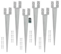 KOTARBAU® 6 Pièces Support de Poteau Réglable - 0-120 mm - Acier Galvanisé - 70 cm - Argent - Support Poteau a Enfoncer - Ancrage Balancoire - Ancre a Enfoncer - pour Poteaux Bois