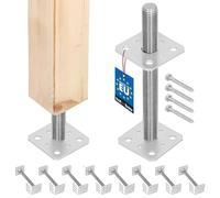 KOTARBAU® 8 pces. Support de Poteau - Acier Galvanisé - 80 x 80 x 250 mm - M24 - Argent - Pied Réglable - Support Poteau Bois - Fixation Robuste Extérieur Intérieur