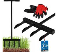 KOTARBAU® Aérateur Gazon Aérateur Pelouse Manuel Acier 36cm Carotteuse Gazon Outil de Scarification avec Hohlzinken pour Pelouse Gants de Jardinage