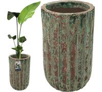 KOTARBAU® Bac à fleurs haut Outdoor & Indoor Céramique Vert Hauteur 57 cm ⌀ 32 cm Bac à plantes extérieur résistant au gel Grand pot de fleurs extérieur Cache-pots pour extérieur Grand bac à plantes i