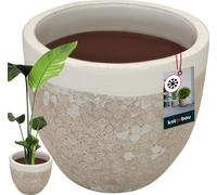 KOTARBAU® Bac à fleurs, hauteur 31 cm, diamètre 37 cm, pot de fleurs blanc en céramique, résistant au gel, cache-pots d'extérieur, pot de fleurs pour l'extérieur et l'intérieur