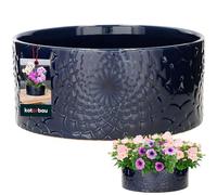 KOTARBAU Bac à plantes, en céramique, bleu cobalt, hauteur : 13 cm, diamètre : 28 cm, grand pot de fleurs, plat et rond, pour l'extérieur