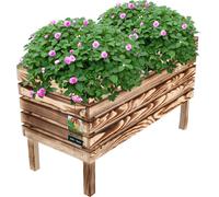 KOTARBAU® Bacs à fleurs surélevés pour le jardin 64 x 30 x 39 cm Bac à fleurs en bois brûlé Balcon Bac à fleurs Pot de fleurs en bois Pot de plantation Caisse en bois Bac à légumes Jardinet