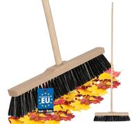 KOTARBAU® Balai Brosse - 40 cm - Marron - avec Manche en Bois - Balai Cantonnier - Brosse pour Terrasse - pour Intérieur Extérieur - en Bois de Hêtre