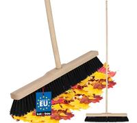 KOTARBAU® Balai Brosse - avec Manche en Bois - 50 cm - Marron - Balai Cantonnier - Brosse pour Terrasse Poils Durs - Bois de Hêtre & Nylon - Brun Noir Naturel