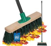 KOTARBAU® Balai Brosse - Bois de Hêtre - 30 cm - Vert - Balai Extérieur - Brosse pour Terrasse - Poils Durs - avec Un Manche en Métal
