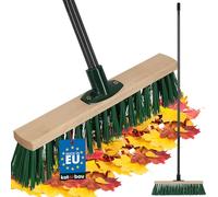 KOTARBAU® Balai Brosse - Bois de Hêtre - 40 cm - Vert - Balai Extérieur - Brosse pour Terrasse - Poils Durs - avec Un Manche en Métal