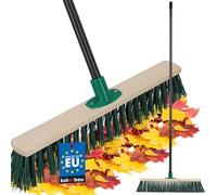 KOTARBAU® Balai Brosse - Bois de Hêtre - 50 cm - Vert - Balai Extérieur - Brosse pour Terrasse - Poils Durs - avec Un Manche en Métal