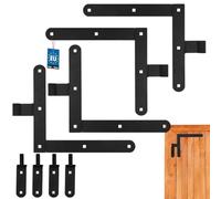 KOTARBAU® Bande d'angle 250 x 284 mm, bande de store avec loquets | Lot de 4 charnières pour porte de jardin et fenêtre - Charnières de porte en bois - Acier revêtu par pulvérisation - Noir