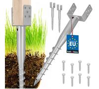 KOTARBAU® Base de poteau d'ancrage au sol en acier à boulon en U pour clôtures et tonnelles 141 x 720 mm Lot de 2