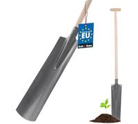 KOTARBAU® Bêche de drainage avec manche en bois, lame en acier étroite, support du manche 38 mm, bêche de jardin 510 x 115 mm
