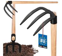 KOTARBAU® Binette à pommes de terre avec 3 dents - Manche en bois - 110 cm - Outil agricole en acier - Outil de jardin - Outils de jardin - Crochet de plantation