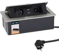 KOTARBAU® Bloc multiprise escamotable 2x avec port USB Aluminium Argenté
