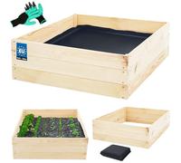 KOTARBAU Boîte profonde de 120x120x27cm de lit de fleurs en bois levées boîtes végétales couleur naturelle