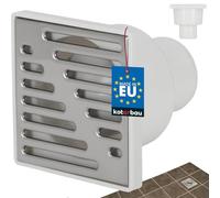 KOTARBAU® Bonde de sol 50 mm Grille d'évacuation en acier inoxydable pour caniveau de douche carré Bonde de sol Blanc 100 x 100 mm