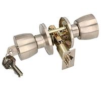 KOTARBAU Bouton de porte avec serrure - En métal - Rond - Avec 3 clés - Rosace à encastrer (satiné)