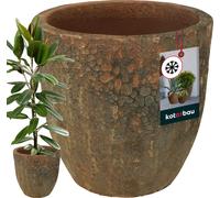 KOTARBAU® Cache-pot en céramique marron, hauteur 46 cm, diamètre 46 cm, pot de fleurs émaillé, pour intérieur et extérieur, résistant au gel, pot de fleurs
