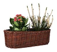 KOTARBAU® Cache-pot en osier tressé ovale pour fleurs, plantes, panier naturel, 50 cm, bac à fleurs, panier tressé