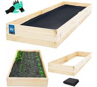 KOTARBAU® Carré Potager Bois de Pin 240x120x27 cm Naturel Bac Potager Jardiniere Surelevee Exterieur avec Vlies et Gants à Griffes