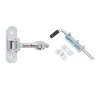KOTARBAU® Charnière de porte galvanisée Filetage M 16 mm Réglable avec plaque de fixation Charnière & Verrou à Ressort 220 mm de Portail de Porte Boulon Verrouillage