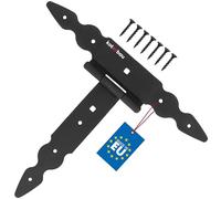 KOTARBAU® Charnière en T de 200 mm en Acier Noir | Charniere Porte Lourde | Penture | Charniere Portail | Charnière Porte Lourde | Penture Volet Bois | Charnieres | Charniere Noir | Charnières