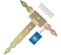 KOTARBAU® Charnière en T de 250 mm en Acier doré | Charniere Porte Lourde | Penture | Charniere Portail | Charnière Porte Lourde | Penture Volet Bois | Charnieres | Charniere Doré | Charnières