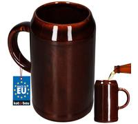 KOTARBAU® Chope à Bière en Céramique 1 L Avec Poignée Pratique - Émaillée, Pour Vin et Boissons - Décorée à la Main