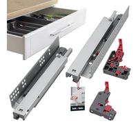 KOTARBAU® Coulisse 3D de 250 mm avec Fixation par Le Bas Et Fermeture en Douceur en Acier | Glissiere pour Tiroir Charge Lourde | Coulisse Tiroir 250mm | Glissiere Tiroir | Glissière pour Tiroir