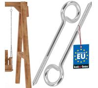 KOTARBAU® Crochet de balançoire en acier galvanisé - Crochet de plafond à visser - Balançoire thérapeutique - Support pour sac de frappe - Crochet mural à visser - Poutre en bois, argenté, 240 mm, Lot